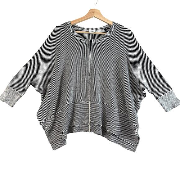Cabi Cupid's Cardi Black White Stripe Cardigan Sweater Dolman Boxy Oversized S - Picture 1 of 11